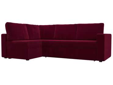 Угловой диван-кровать Оливер бордового цвета левый угол
