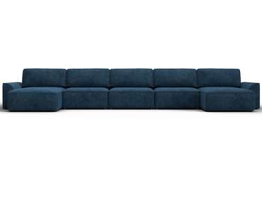 Угловой диван кровать Лига-048 МегаЛонг синего цвета