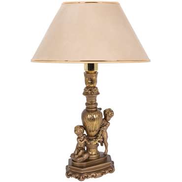 Настольная лампа Путти с бежевым абажуром