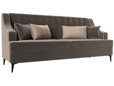 Прямой диван Марк коричневого цвета с бежевым кантом