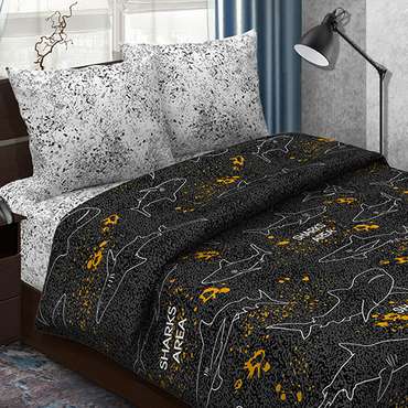 КПБ 'Insight' 1,5 спальный, поплин, 100% хлопок, пл. 118 гр./кв.м., 'Акулы'