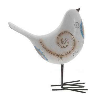 Фигурка декоративная Птица бело-голубого цвета