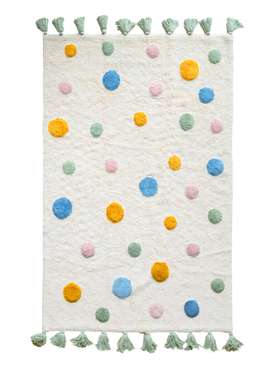Хлопковый ковер Lovely Dots 120х180 белого цвета