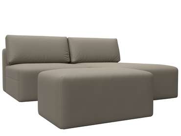 Угловой модульный диван-кровать Лига-060 бежевого цвета (экокожа)