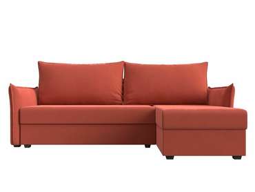 Угловой диван-кровать Лига 004 коралового цвета угол правый 