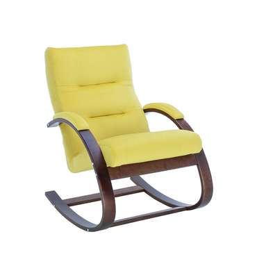 Кресло Милано желтого цвета с коричневым каркасом 