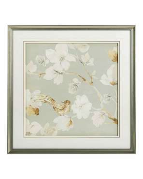 Постер в раме Birds and flowers–II 80х80 в раме серебряного цвета