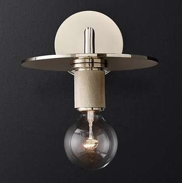 Бра RH Utilitaire Knurled Disk Shade Sconce Silver