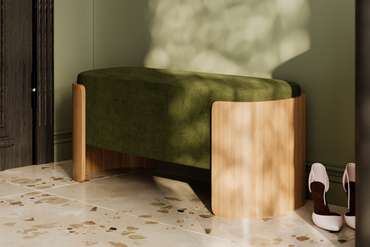 Банкетка Lagom 100 зелено-бежевого цвета