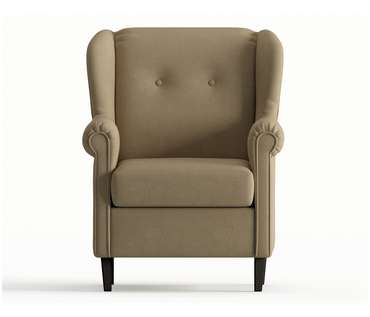 Кресло из велюра Леон темно-бежевого цвета