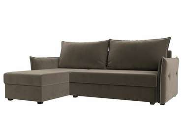 Угловой диван-кровать Лига 004 коричневого цвета угол левый