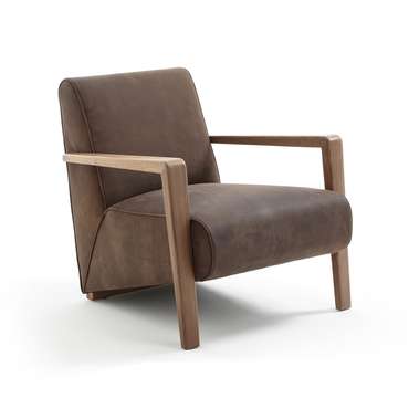 Кресло кожаное Sanami коричневого цвета