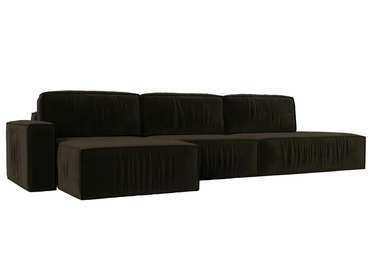 Угловой диван-кровать Прага модерн лонг коричневого цвета левый угол