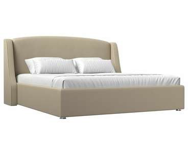 Кровать Лотос 180х200 бежевого цвета с подъемным механизмом (экокожа)