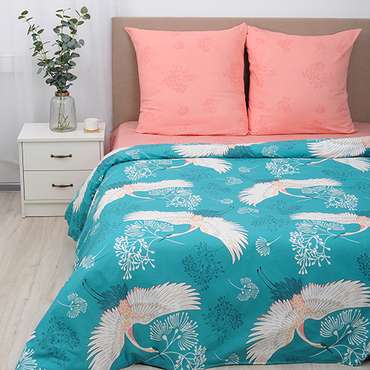 КПБ Традиция 'ПРОСТО КРАСИВЫЙ' евро, бязь, 100 % хлопок, пл. 125 гр./кв.м., 'Журавли'