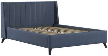 Кровать Виола 160х200 синего цвета с подъемным механизмом и дном