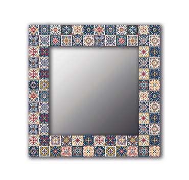 Настенное зеркало Марокканская плитка 50х65 голубого цвета
