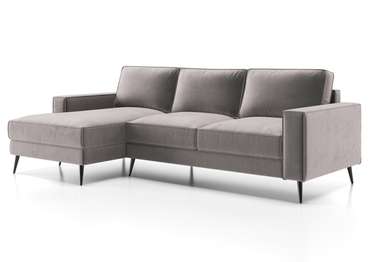 Угловой диван-кровать Мэдисон с оттоманкой коричнево-серого цвета