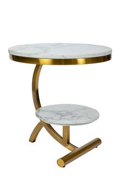 Кофейный стол бело-золотого цвета с двумя столешницами