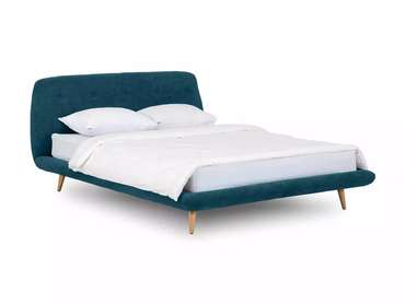 Кровать Loa 160х200 синего цвета 