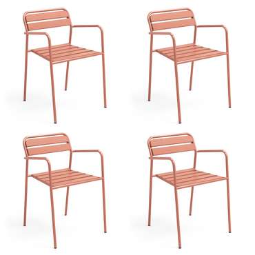 Набор из четырех стульев розового цвета