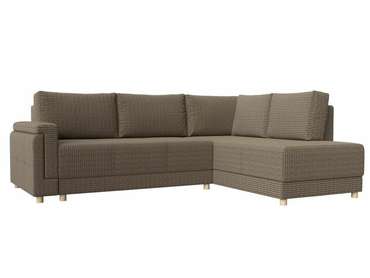Угловой диван-кровать Лига 024 бежево-коричневого цвета правый угол