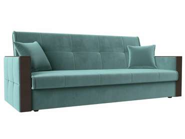 Прямой диван-кровать Валенсия темно-бирюзового цвета (книжка)