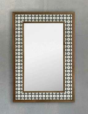 Настенное зеркало 43x63 с каменной мозаикой серо-белого цвета