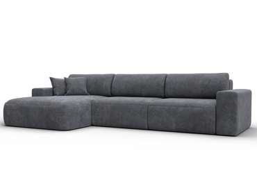 Угловой диван-кровать Лига 036 Классик Лонг темно-серого цвета левый