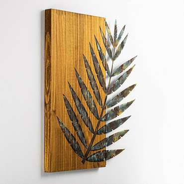 Настенный декор Лист 58x50 из металла и дерева