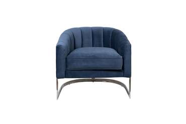 Кресло в обивке из велюра тёмно-синего цвета