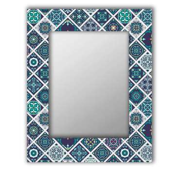 Настенное зеркало Португальская плитка 50х65 голубого цвета