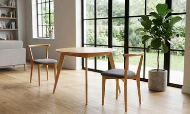 Набор из стола Arki К 100 и двух стульев Франк ПМ бежево-серого цвета