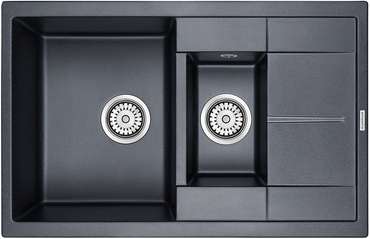 Кухонная мойка прямоугольная Paulmark Feste 77х49 см цвета черный металлик