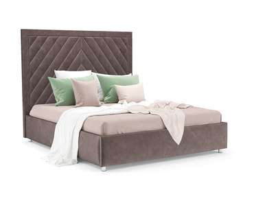 Кровать Мишель 160х190 серо-коричневого цвета с подъемным механизмом (вельвет)