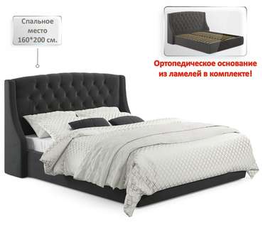 Кровать Stefani 180х200 черного цвета с ортопедическим основанием