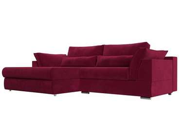 Угловой диван-кровать Пекин бордового цвета угол левый