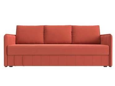 Прямой диван-кровать Слим кораллового цвета с пружинным блоком