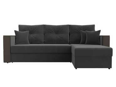 Угловой диван-кровать Валенсия серого цвета правый угол