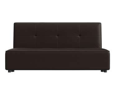 Прямой диван-кровать Зиммер темно-коричневого цвета (экокожа)