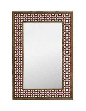Настенное зеркало 43x63 с каменной мозаикой бело-красного цвета