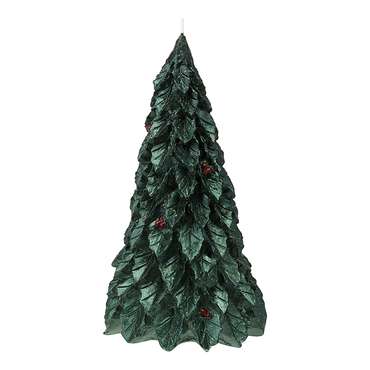 Свеча декоративная Festive flame зеленого цвета 19.5 см