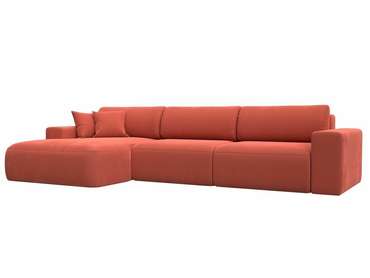 Угловой диван-кровать Лига 036 Классик Лонг кораллового цвета левый угол