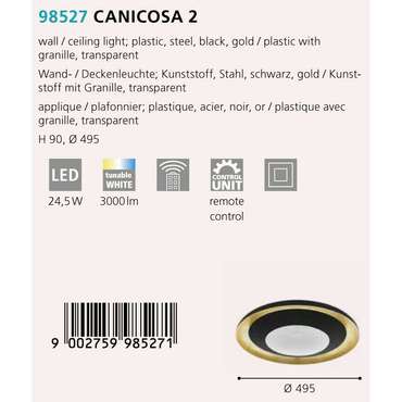 Потолочный светодиодный светильник Canicosa черно-золотого цвета