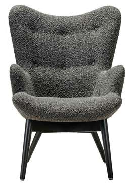 Кресло Хайбэк темно-серого цвета с ножками венге