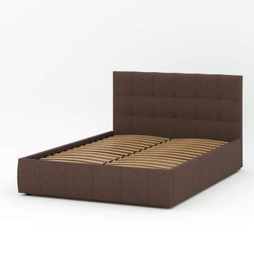 Кровать Венера-2 160х200 коричневого цвета с подъемным механизмом (рогожка)