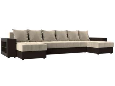 Уловой диван-кровать Дубай бежевого цвета (ткань\экокожа)