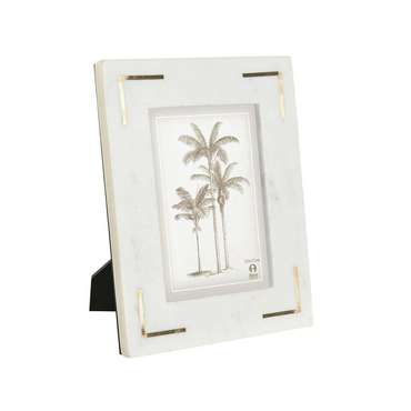 Фоторамка Белый Позолоченный Латунь Мрамор Натуральный Shabby Chic 20 x 2 x 25 cm