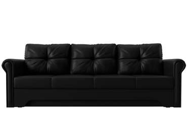 Прямой диван-кровать Европа черного цвета (экокожа)