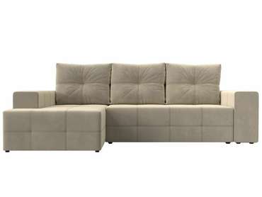 Угловой диван-кровать Перри бежевого цвета левый угол